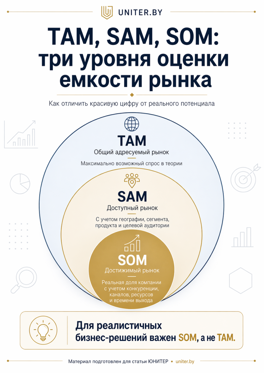 TAM, SAM, SOM - три уровня оценки емкости рынка